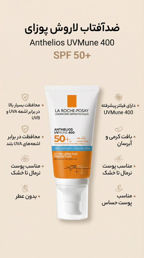 ضد آفتاب لاروش پوزای Anthelios UVMune 400 Hydrating Cream SPF 50+
